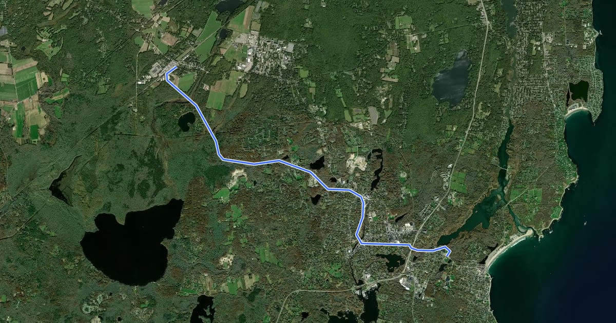Маршрут William C O'Neill Bike Path на спутниковом снимке