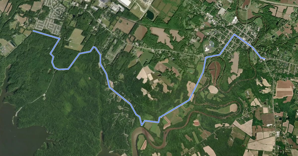 Маршрут Williamsburg–Batavia Hike Bike Trail на спутниковом снимке