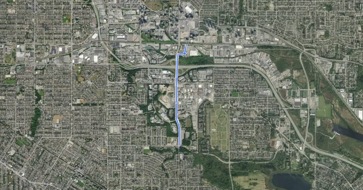 Маршрут Willingdon Avenue Urban Trail на спутниковом снимке