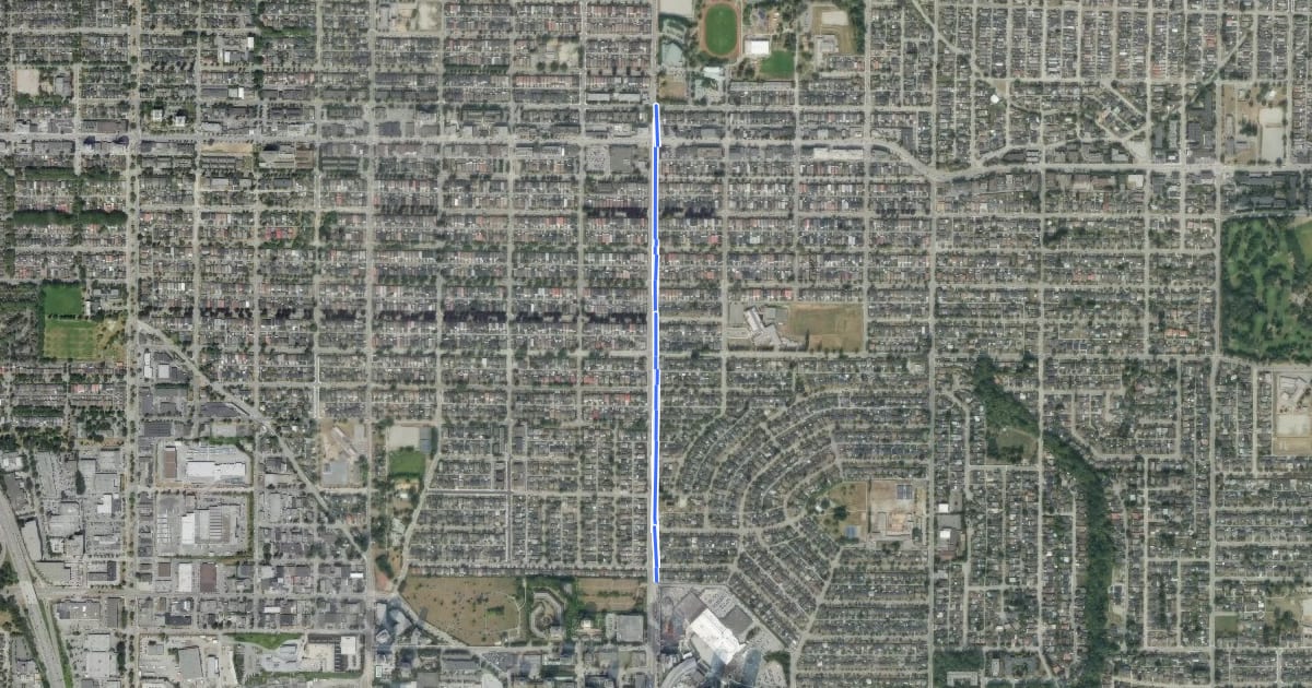 Маршрут Willingdon Linear Park на спутниковом снимке