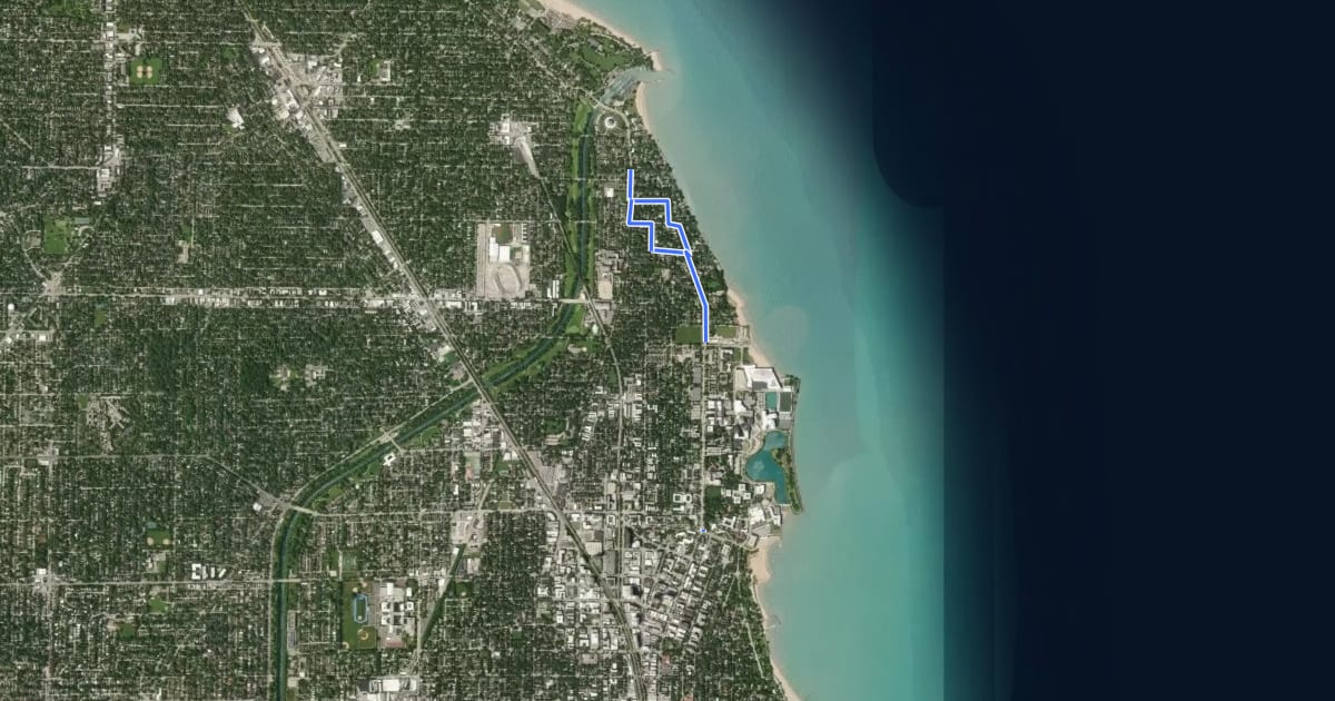 Маршрут Wilmette - Northwestern на спутниковом снимке