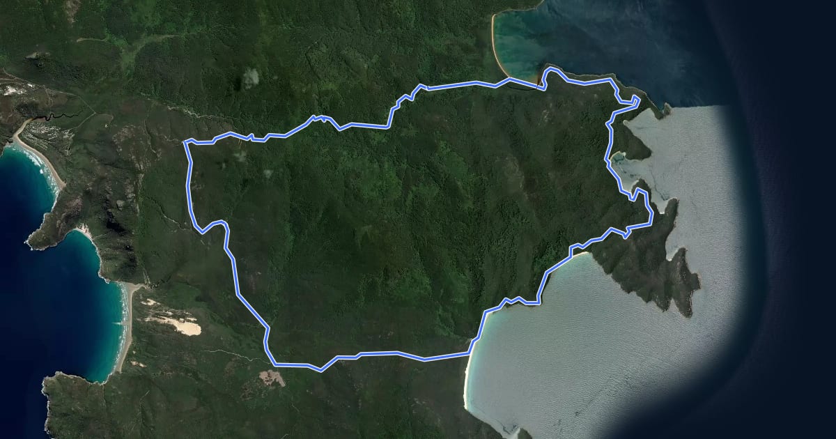 Маршрут Wilsons Promontory Southern Circuit на спутниковом снимке