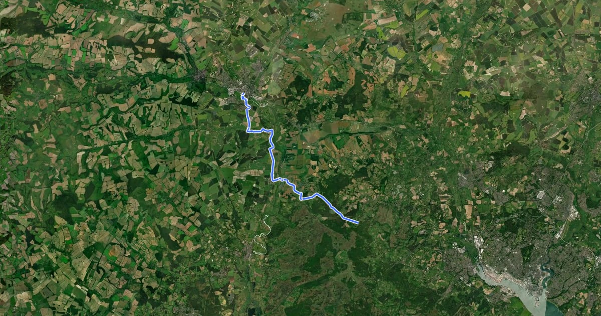 Маршрут Wiltshire Cycleway New Forest Link на спутниковом снимке