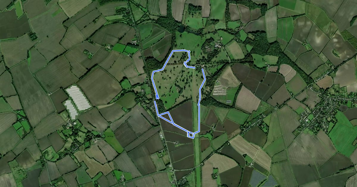 Маршрут Wimpole Estate Arrington Longer Walk на спутниковом снимке