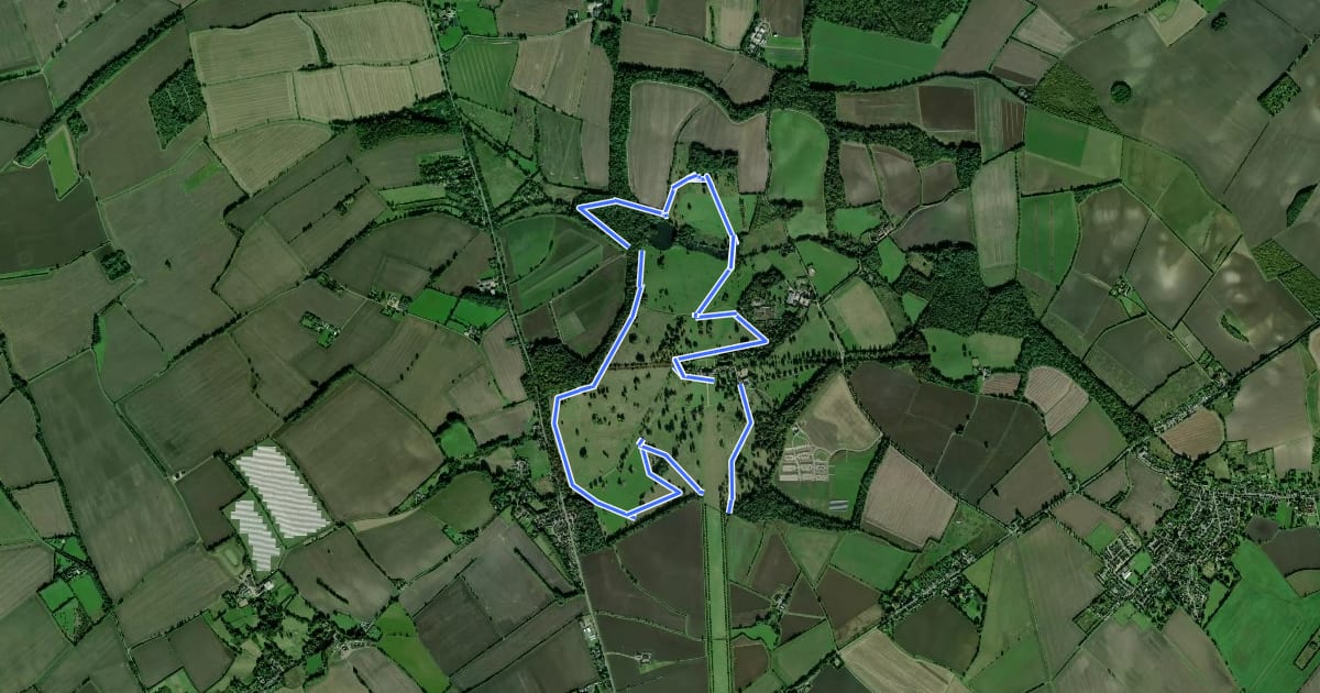 Маршрут Wimpole Estate Centre Park Longer Walk на спутниковом снимке