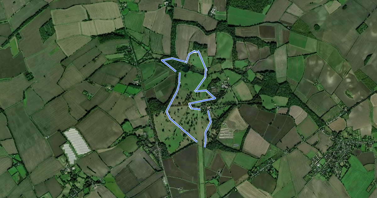 Маршрут Wimpole Estate Centre Park Walk на спутниковом снимке