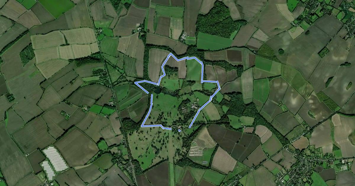 Маршрут Wimpole Estate Folly Central Walk на спутниковом снимке