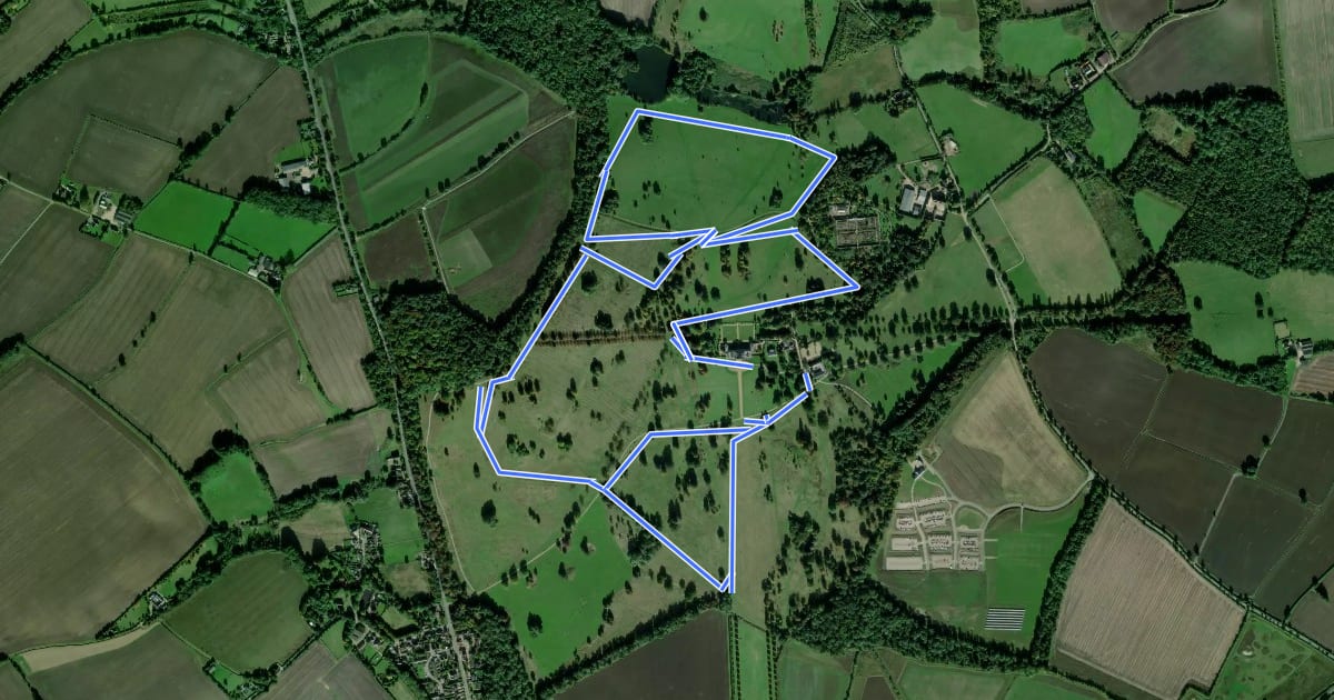 Маршрут Wimpole Estate Zigzag Walk на спутниковом снимке