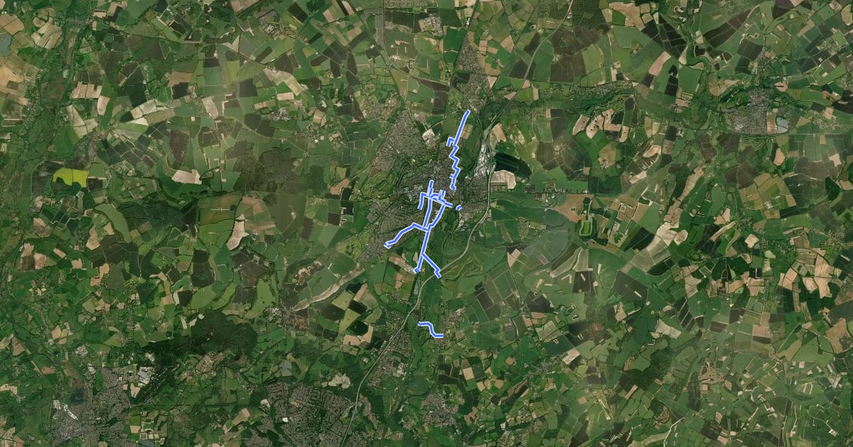 Маршрут Winchester Local Cycle Network на спутниковом снимке