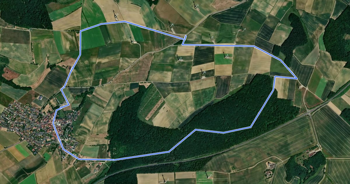 Маршрут Windkraftweg Forst на спутниковом снимке