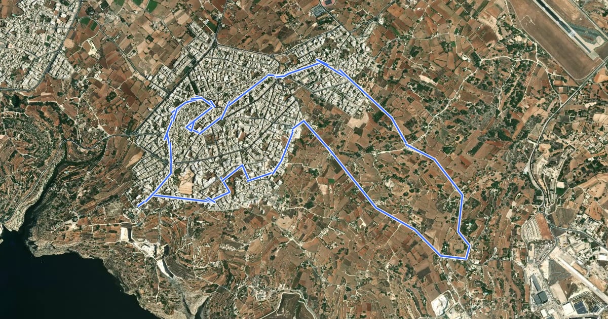 Маршрут Windmills Walk (Żurrieq-Safi) на спутниковом снимке