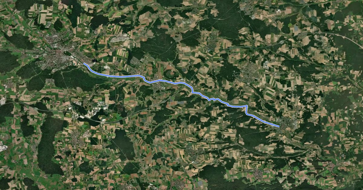 Маршрут Windsbach-Ansbach на спутниковом снимке