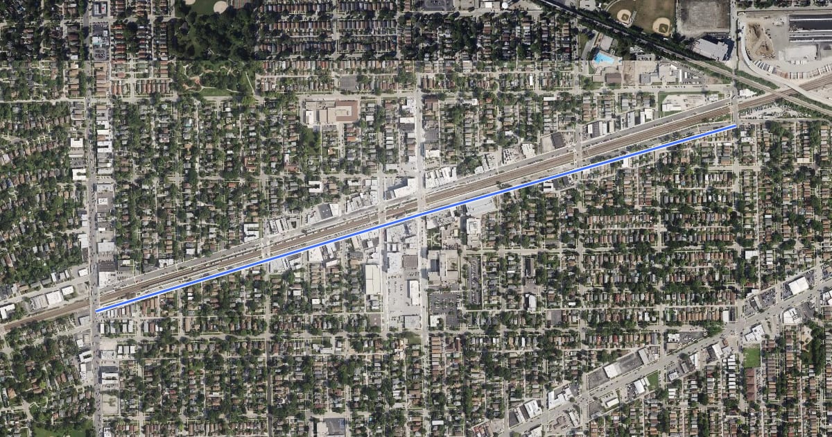 Маршрут Windsor Avenue на спутниковом снимке