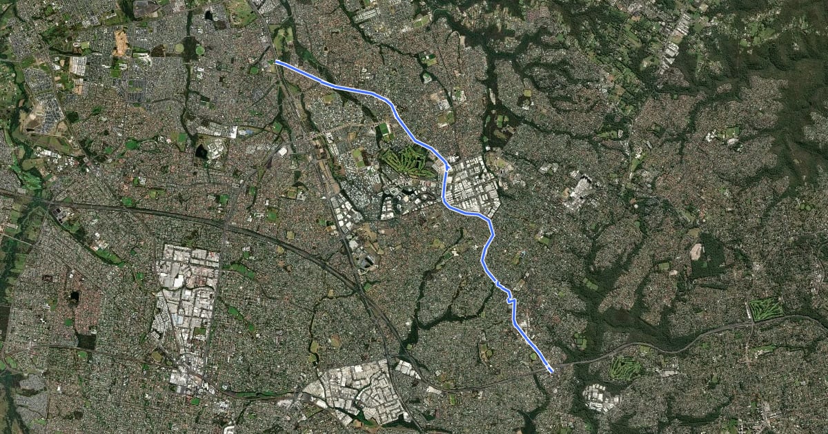 Маршрут Windsor Road Shared Path на спутниковом снимке