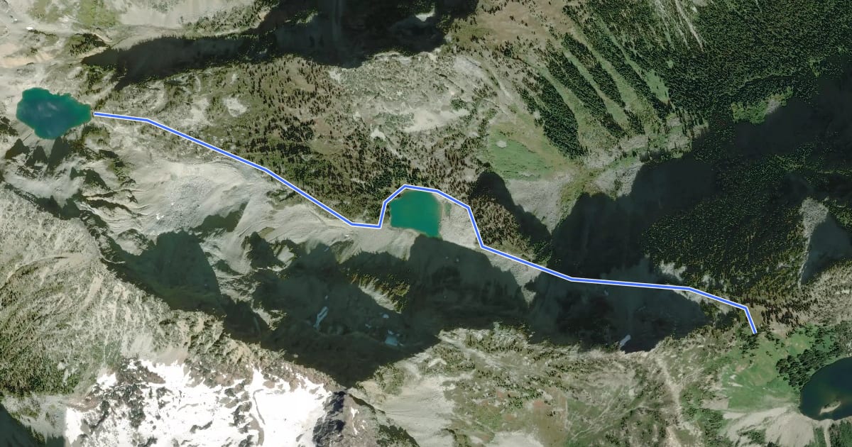 Маршрут Wing Lake Trail на спутниковом снимке