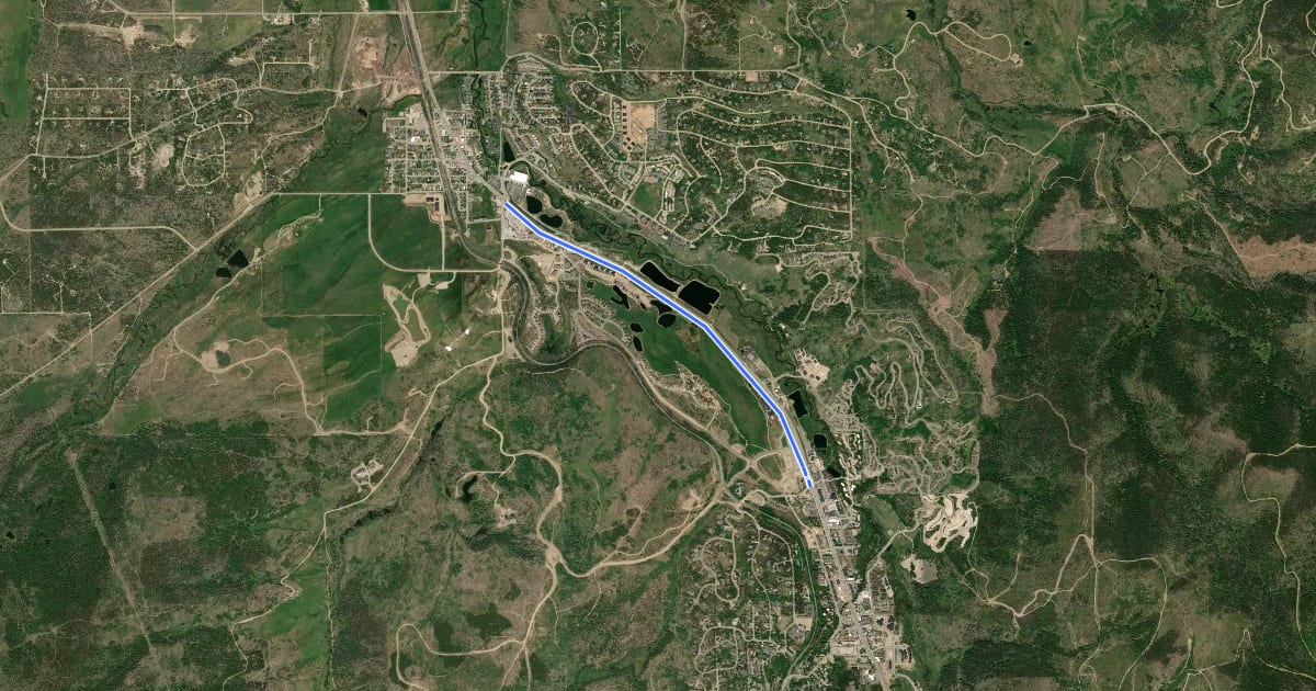 Маршрут Winter Park to Fraser Trail на спутниковом снимке