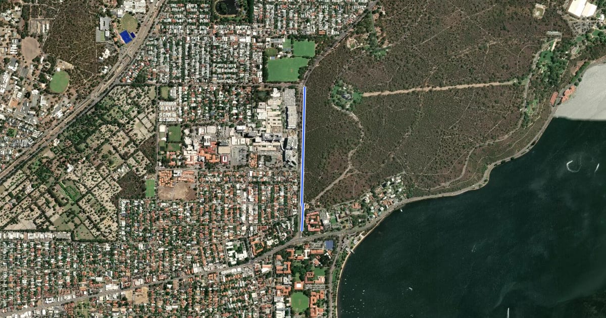 Маршрут Winthrop Avenue Shared Path на спутниковом снимке