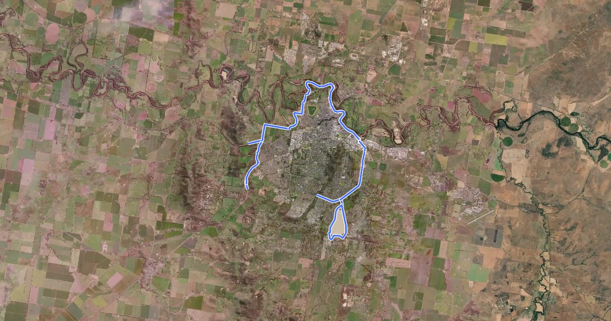 Маршрут Wiradjuri Trail на спутниковом снимке