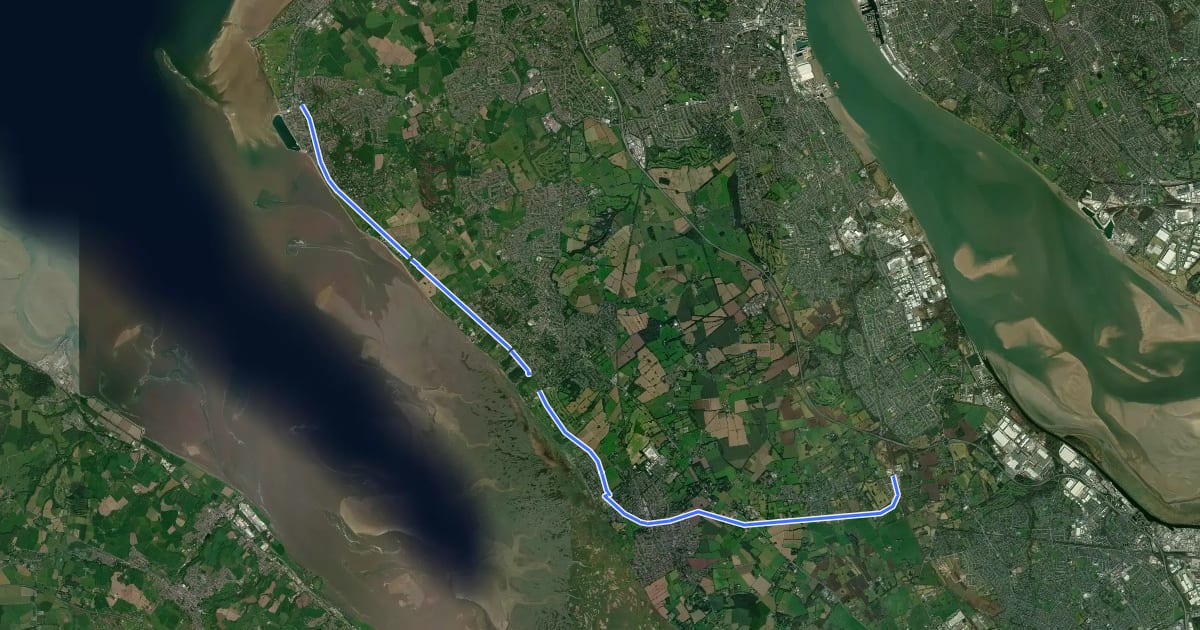Маршрут Wirral Way на спутниковом снимке
