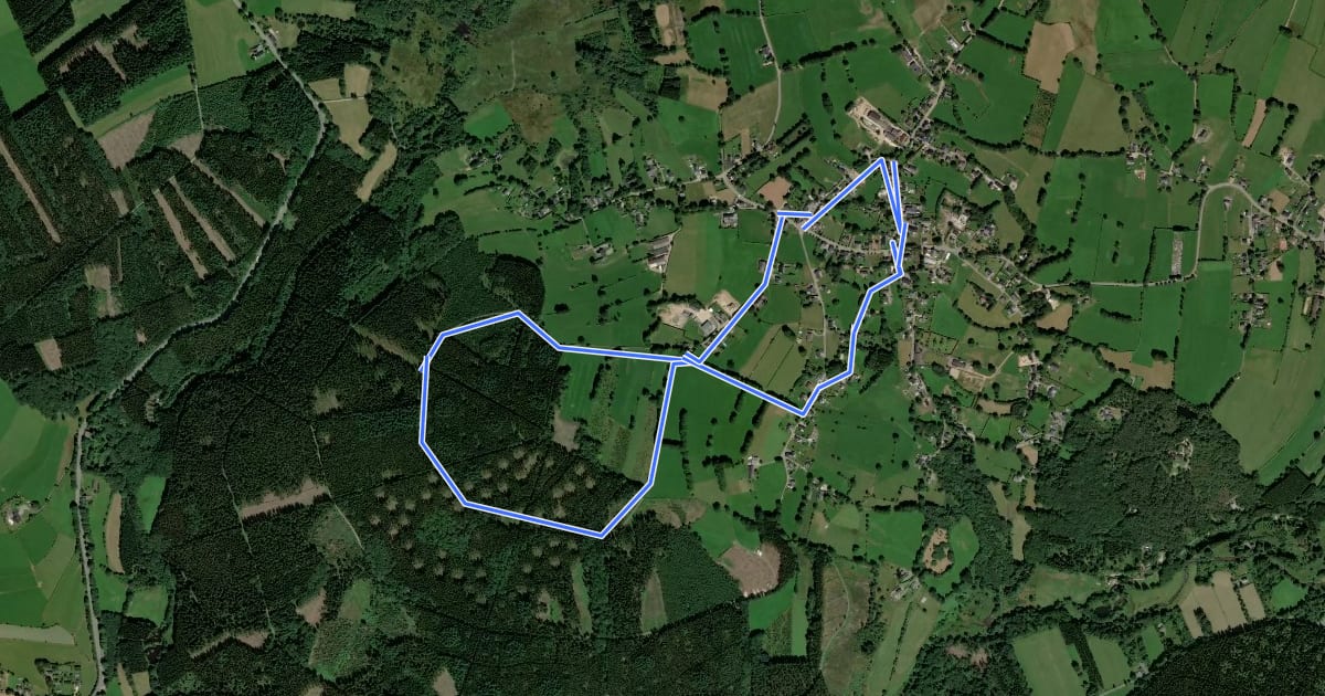 Маршрут WM14 Le tour des Hauts Sarts на спутниковом снимке