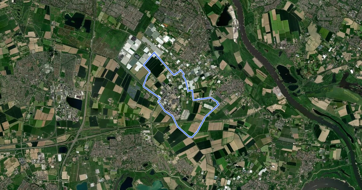 Маршрут WNW Arnhem Nijmegen -Angeren S54 - paarse route на спутниковом снимке