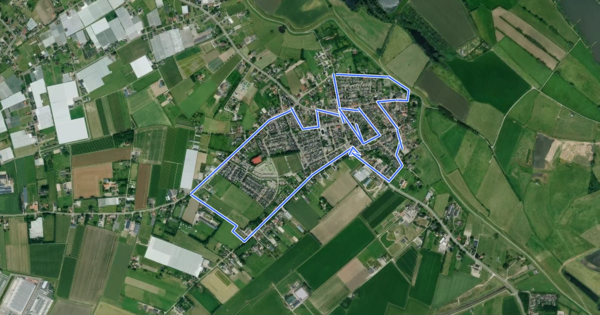 Маршрут WNW Arnhem Nijmegen -Angeren - turquoïse route на спутниковом снимке