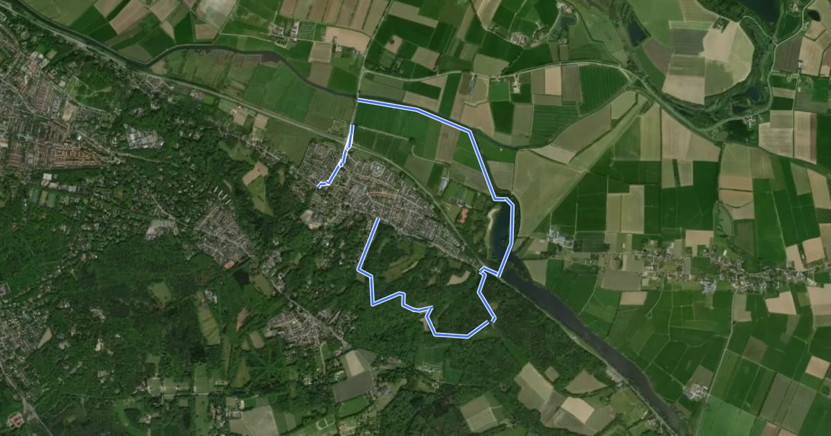 Маршрут WNW Arnhem Nijmegen - Beek - Turquoise route на спутниковом снимке