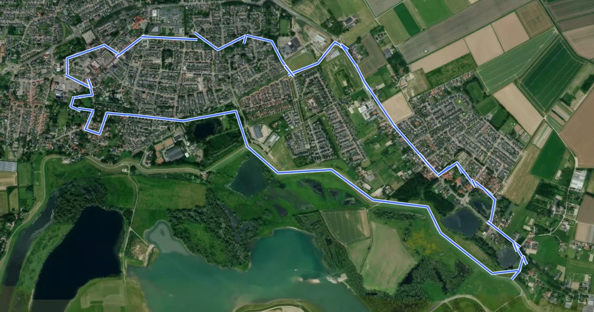 Маршрут WNW Arnhem Nijmegen - Bemmel - groene route на спутниковом снимке