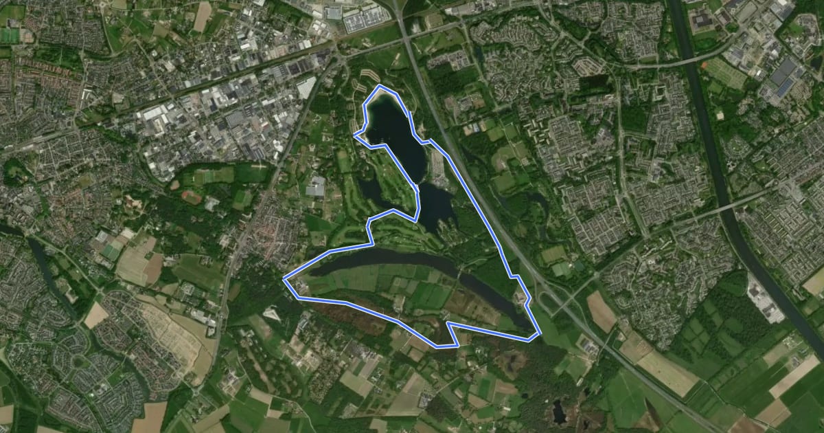 Маршрут WNW Arnhem Nijmegen - Berendonck - groene route на спутниковом снимке