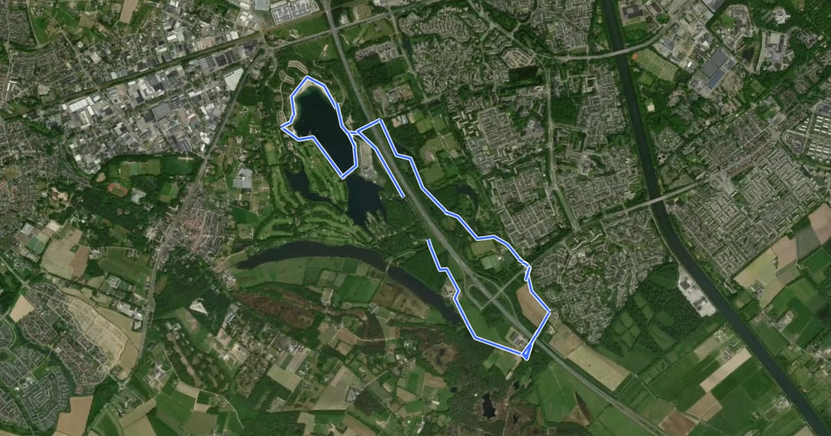 Маршрут WNW Arnhem Nijmegen - Berendonck - rode route на спутниковом снимке