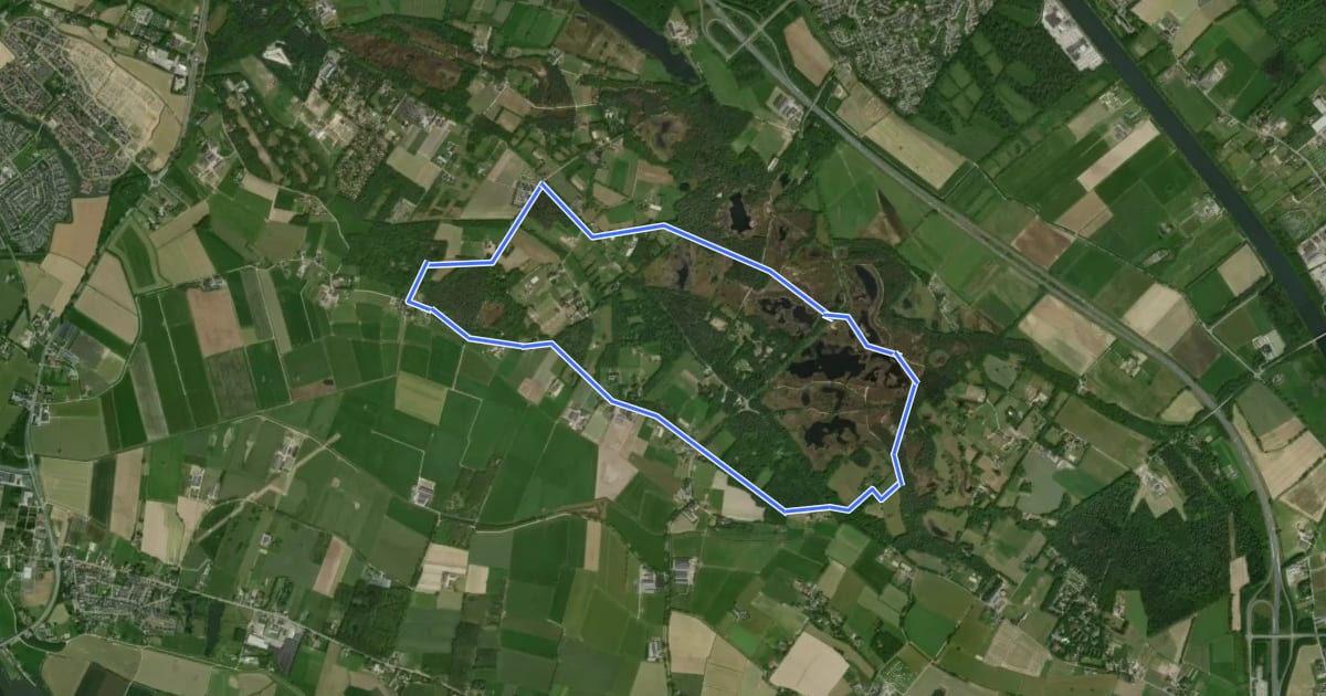 Маршрут WNW Arnhem Nijmegen - Boskant - zwarte route на спутниковом снимке