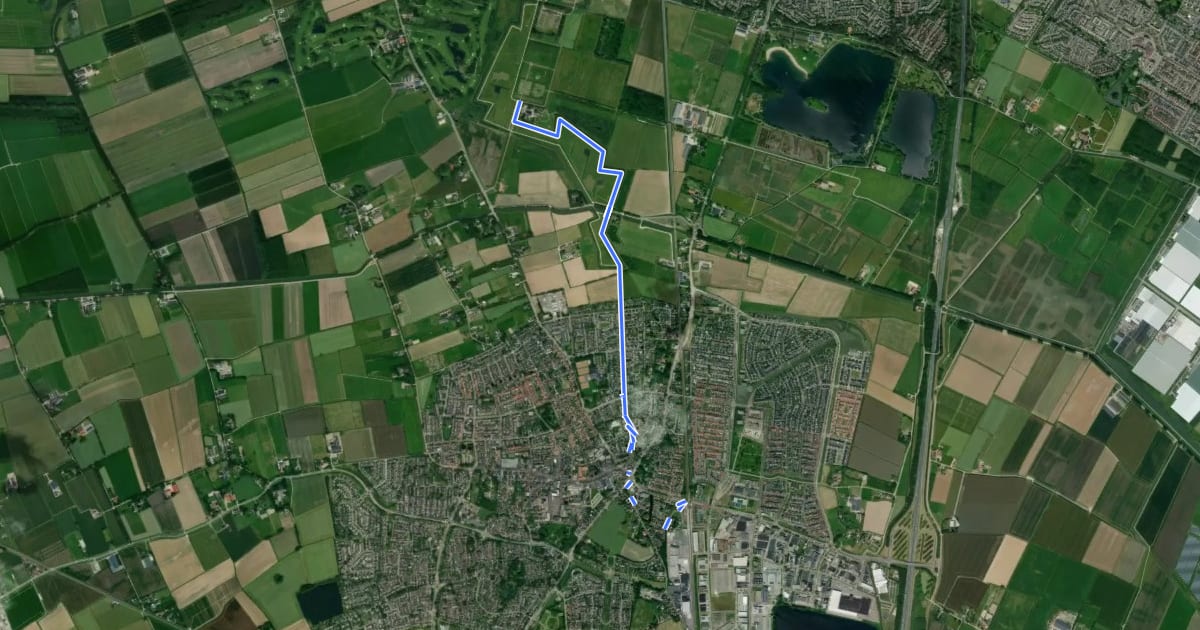 Маршрут WNW Arnhem Nijmegen - Elst - groene route на спутниковом снимке