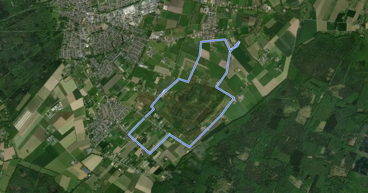 Маршрут WNW Arnhem Nijmegen - Groesbeek Breedeweg - zwarte route на спутниковом снимке