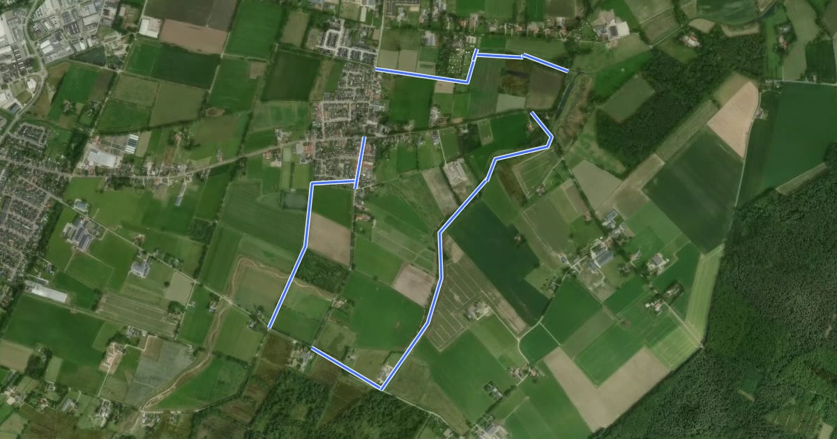 Маршрут WNW Arnhem Nijmegen - Groesbeek de Horst - blauwe route на спутниковом снимке