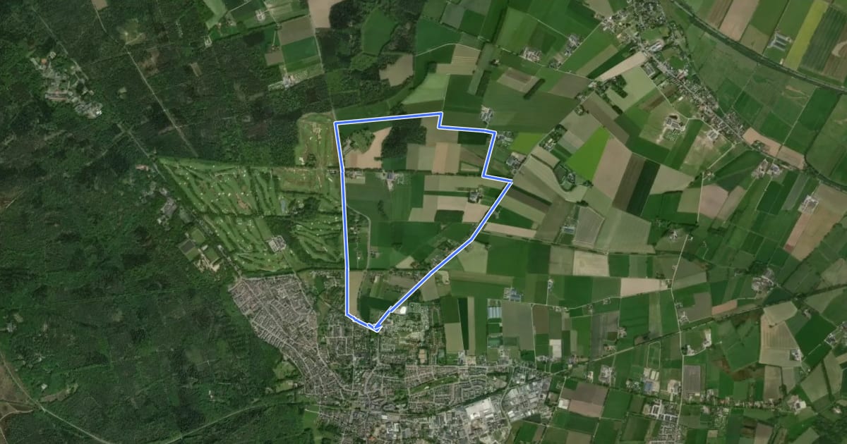 Маршрут WNW Arnhem Nijmegen - Groesbeek - gele route на спутниковом снимке