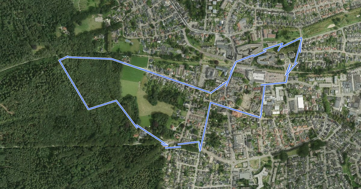 Маршрут WNW Arnhem Nijmegen - Groesbeek - paarse route на спутниковом снимке