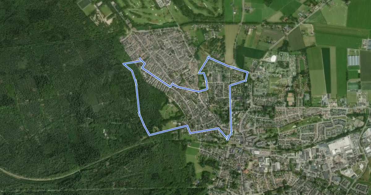 Маршрут WNW Arnhem Nijmegen - Groesbeek - rode route на спутниковом снимке