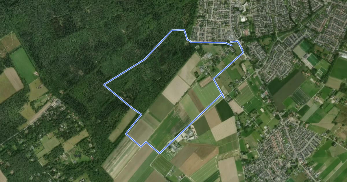 Маршрут WNW Arnhem Nijmegen - Groesbeek - turquoise route на спутниковом снимке