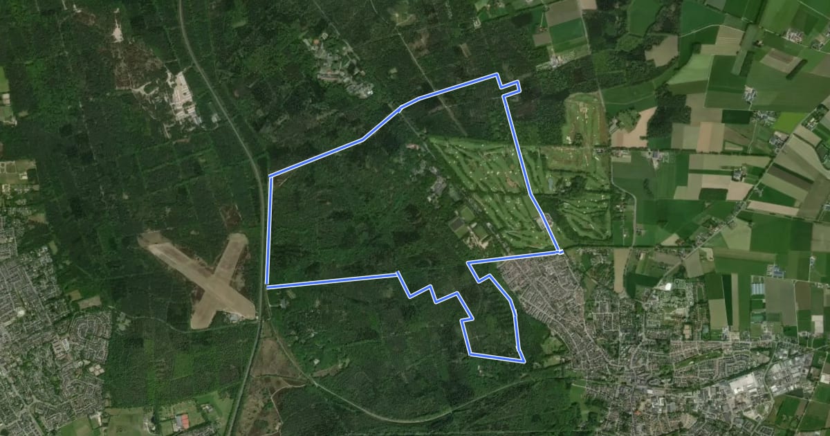 Маршрут WNW Arnhem Nijmegen - Groesbeek - zwarte route на спутниковом снимке