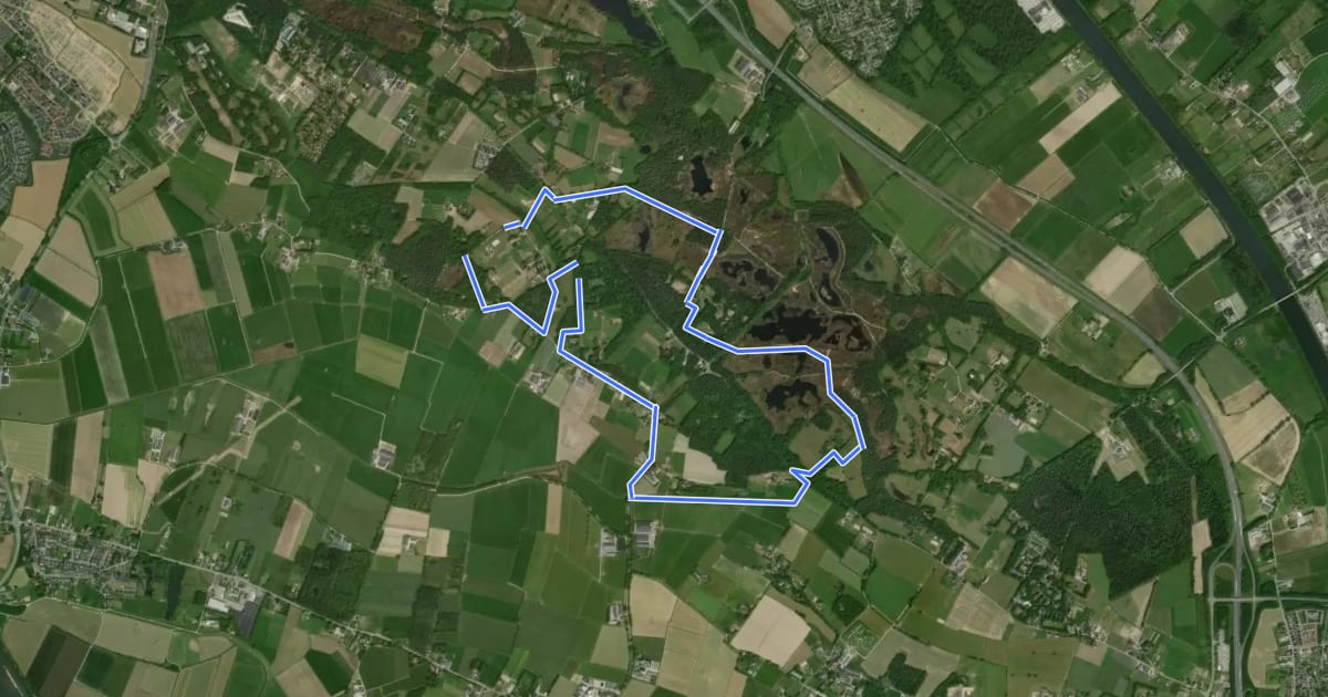 Маршрут WNW Arnhem Nijmegen - Hatertse Vennen - blauwe route на спутниковом снимке