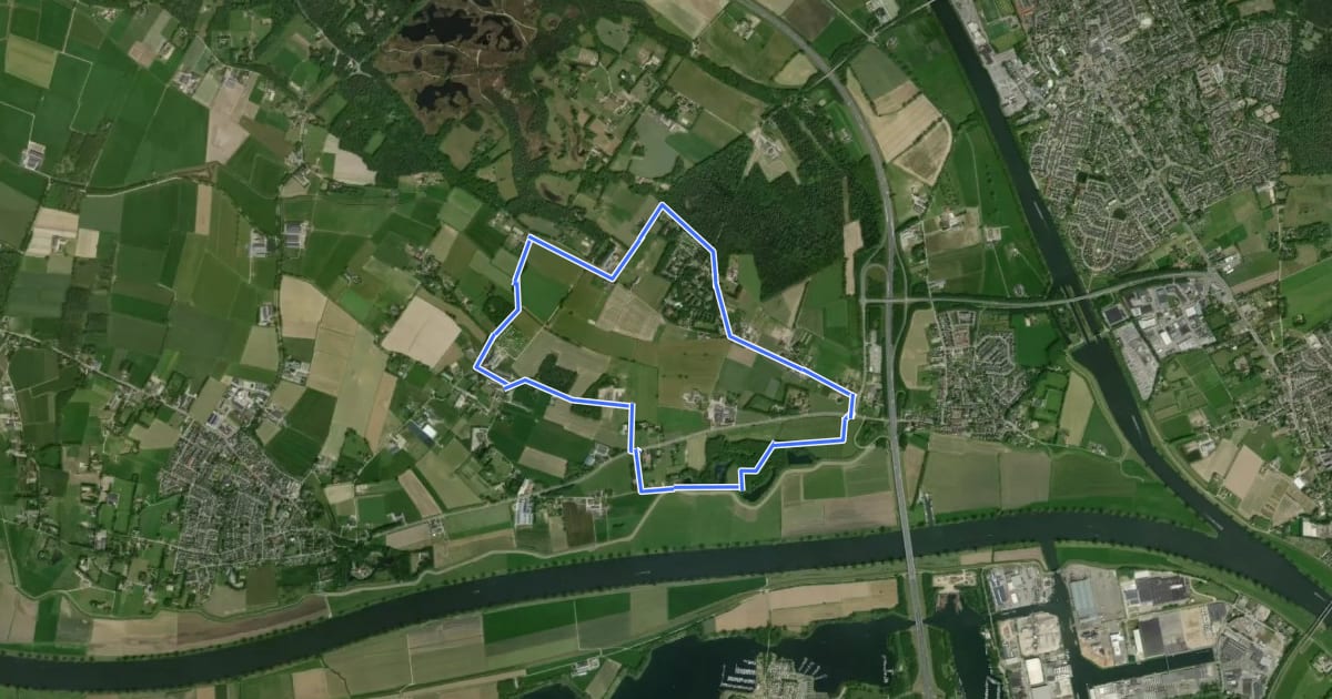 Маршрут WNW Arnhem Nijmegen - Heumen - blauwe route на спутниковом снимке