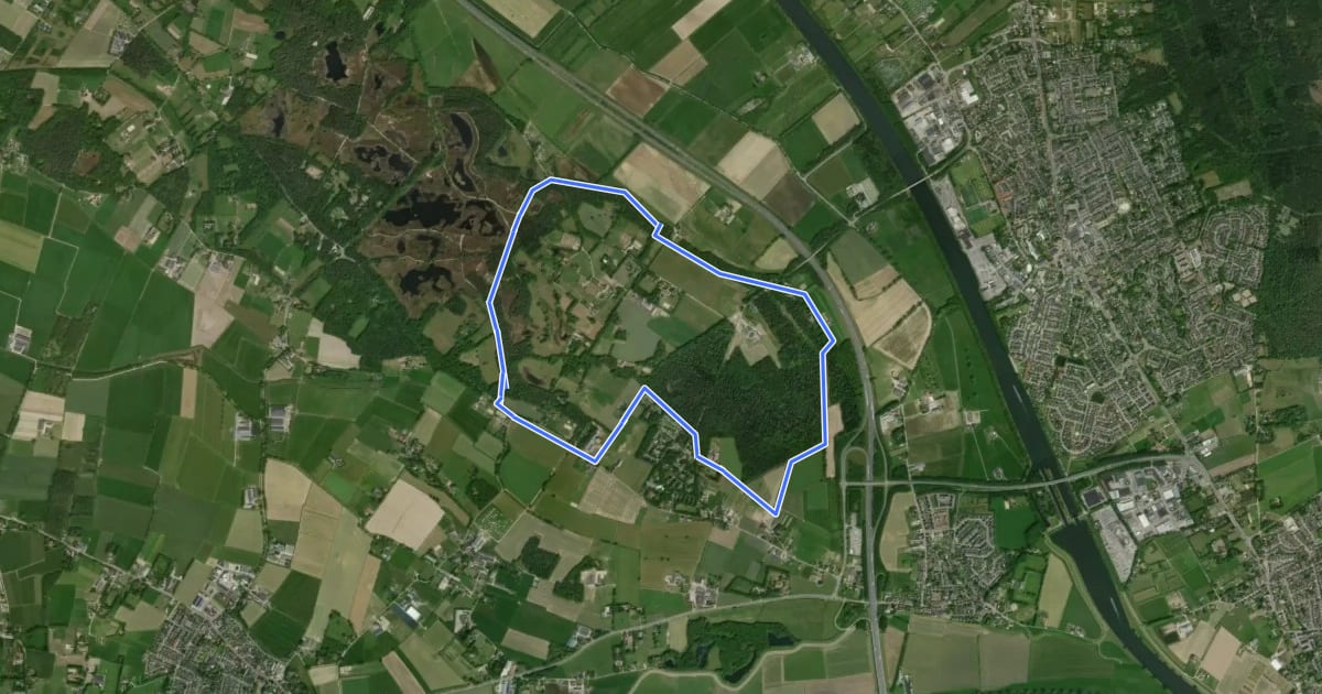 Маршрут WNW Arnhem Nijmegen - Heumen - paarse route на спутниковом снимке