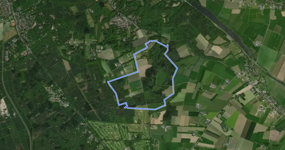 Маршрут WNW Arnhem Nijmegen - Landgoed van Jurgens - groene route на спутниковом снимке