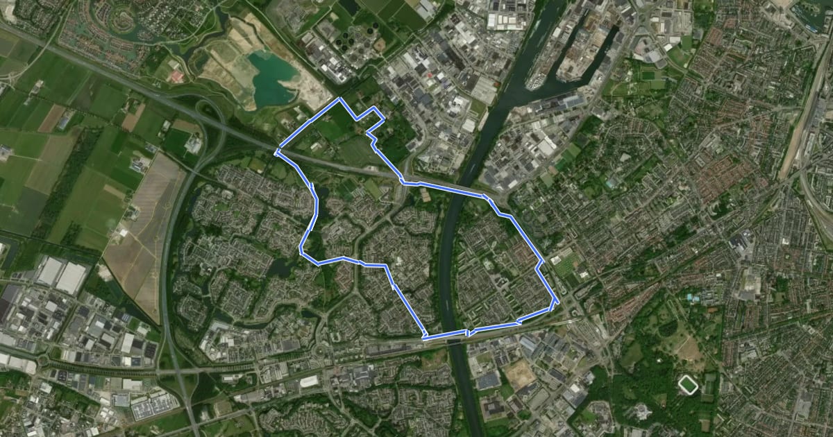 Маршрут WNW Arnhem Nijmegen - Neerbosch - rode route на спутниковом снимке