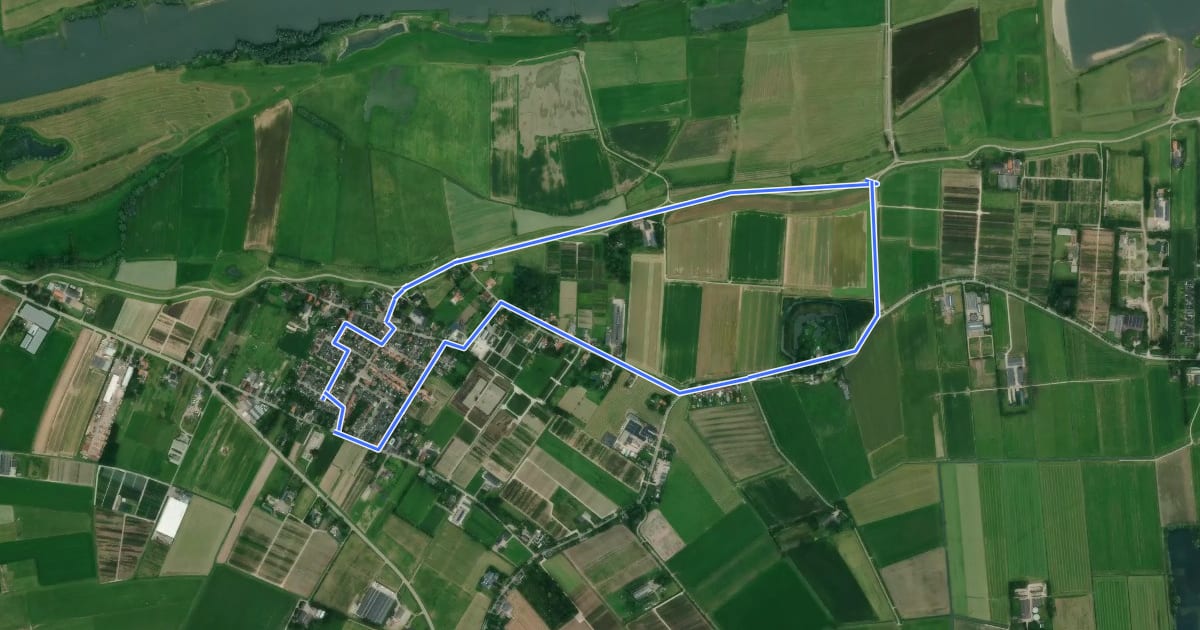 Маршрут WNW Arnhem Nijmegen - Randwijk - groene route на спутниковом снимке