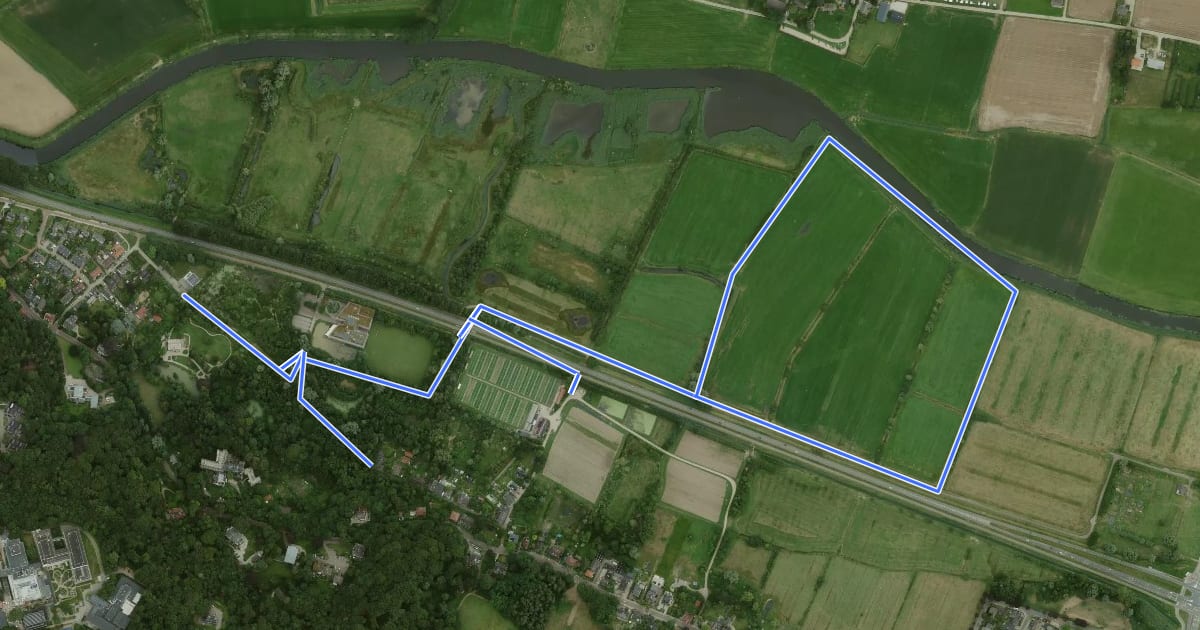 Маршрут WNW Arnhem Nijmegen - Ubbergen - blauwe route на спутниковом снимке