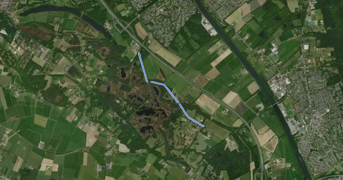 Маршрут WNW Arnhem Nijmegen verbindingsroute H39-H83 на спутниковом снимке