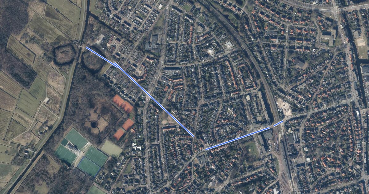 Маршрут WNW Gooi & Vechtstreek verbindingsroute 28-62 на спутниковом снимке