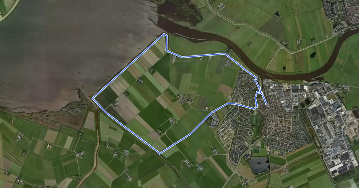 Маршрут WNW IJsseldelta -Genemuiden - paarse route на спутниковом снимке