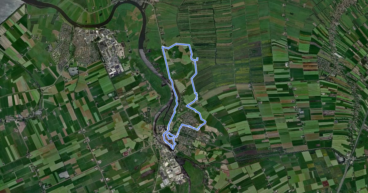 Маршрут WNW IJsseldelta - Hasselt/Zwartewatersklooster - paarse route на спутниковом снимке
